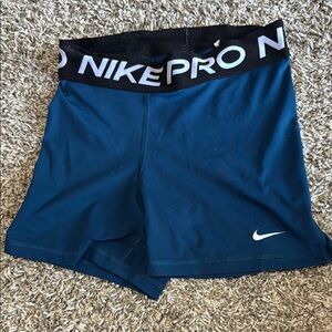 Nike Pro Teal Shorts with Black Waistband